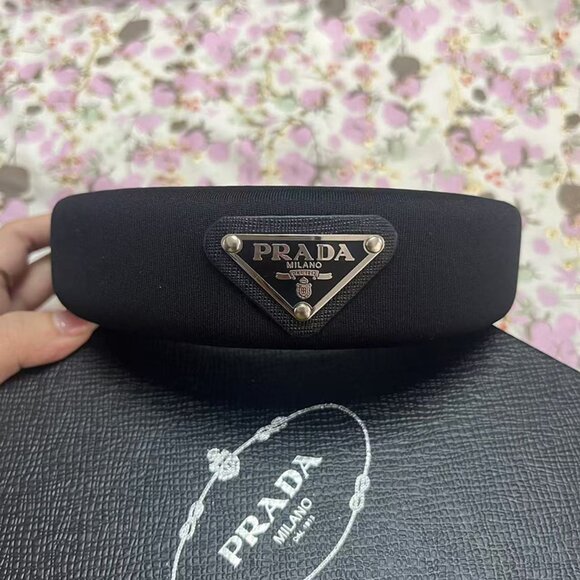 Prada Black Enamel-Logo Womens Headband - Picture 3 of 5
